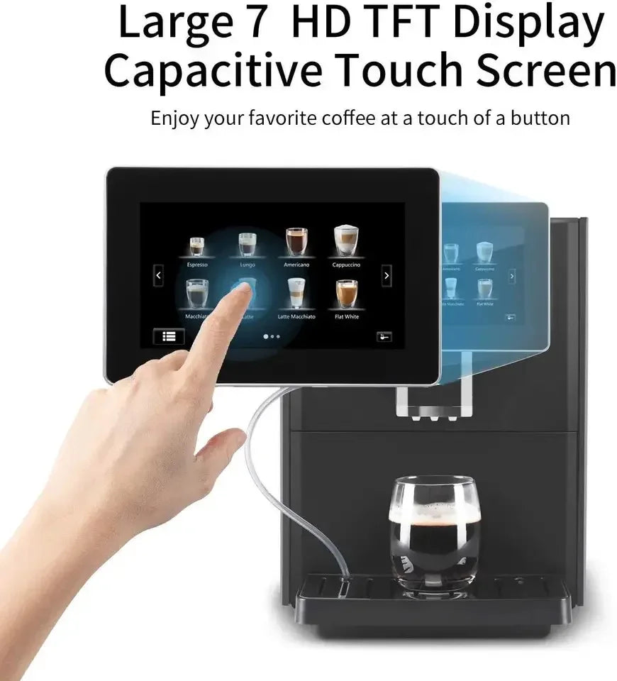 2026 Hot Sale Full Automatic Electric Espresso Cappuccino Coffee Machine 20 Drinks 7" Touch Screen 19Bar Pump for Hotel French