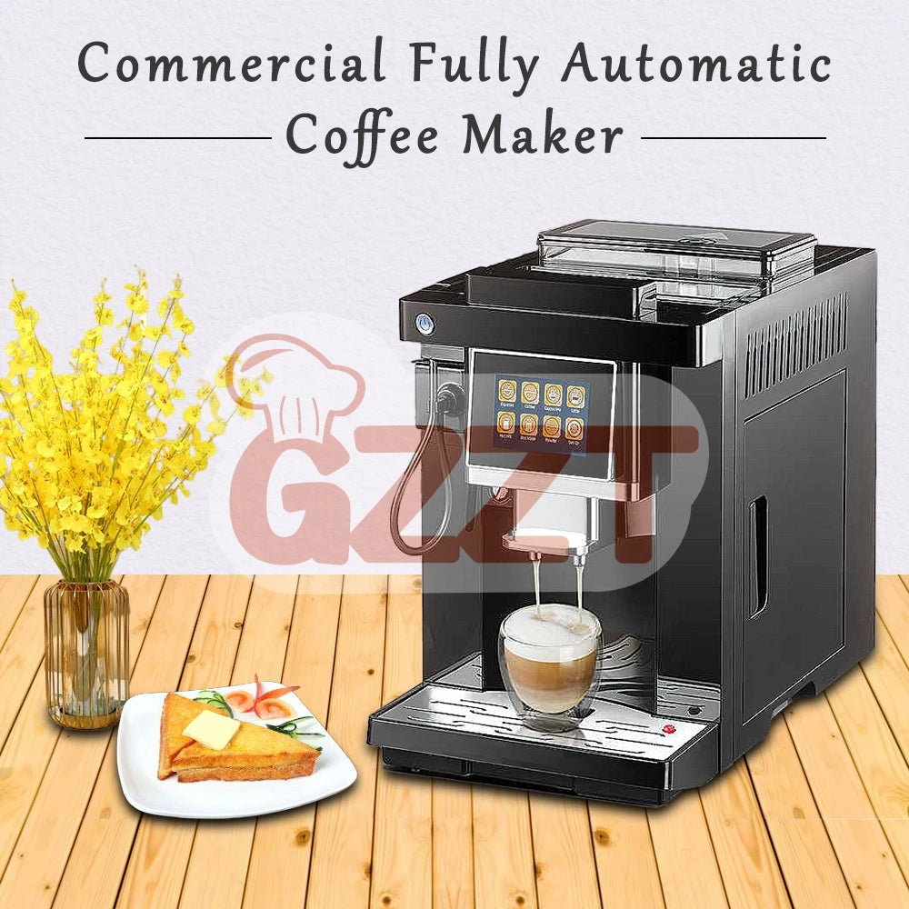 GZZT Fully Auto Electric Espresso Coffee Machines with Coffee Bean Grinder Professional Espresso Making Machine