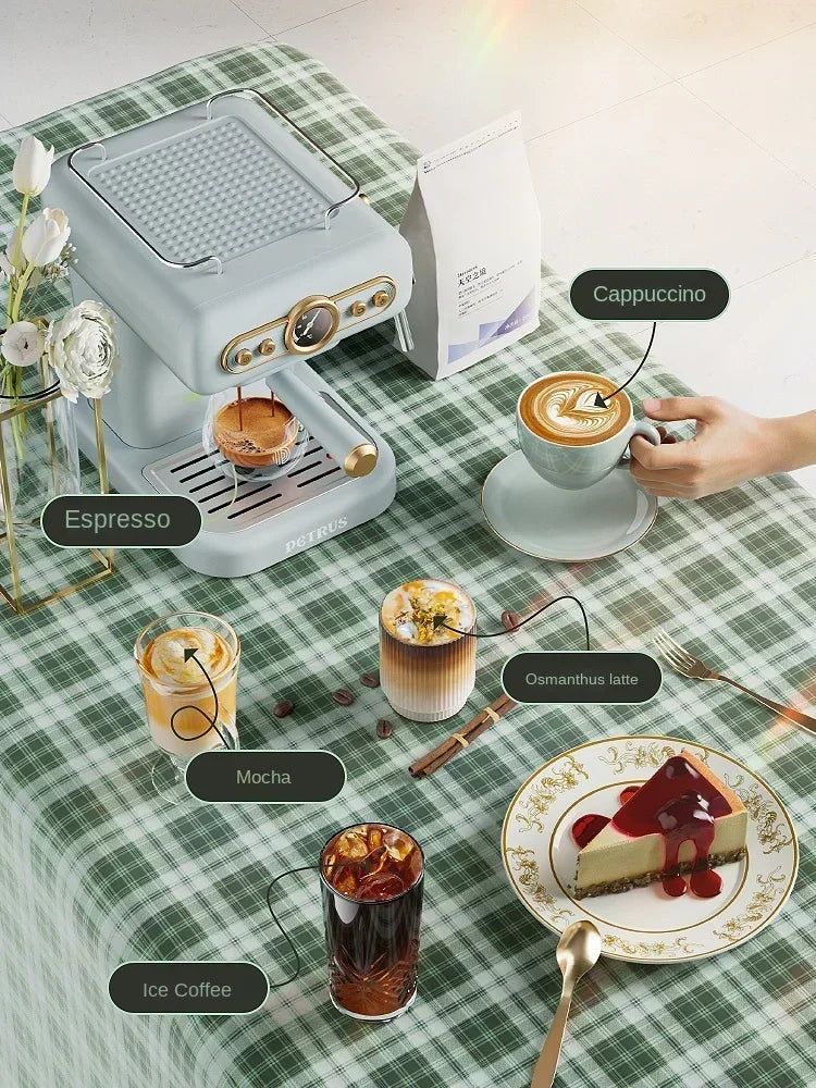 220V retro Italian coffee machine, household small fully semi-automatic concentrated American integrated milk foam machine AE