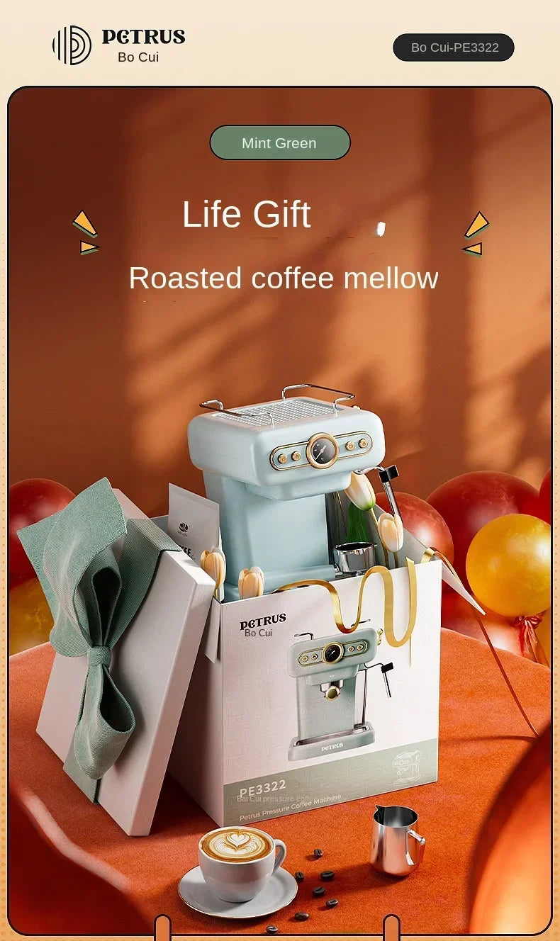 220V retro Italian coffee machine, household small fully semi-automatic concentrated American integrated milk foam machine AE