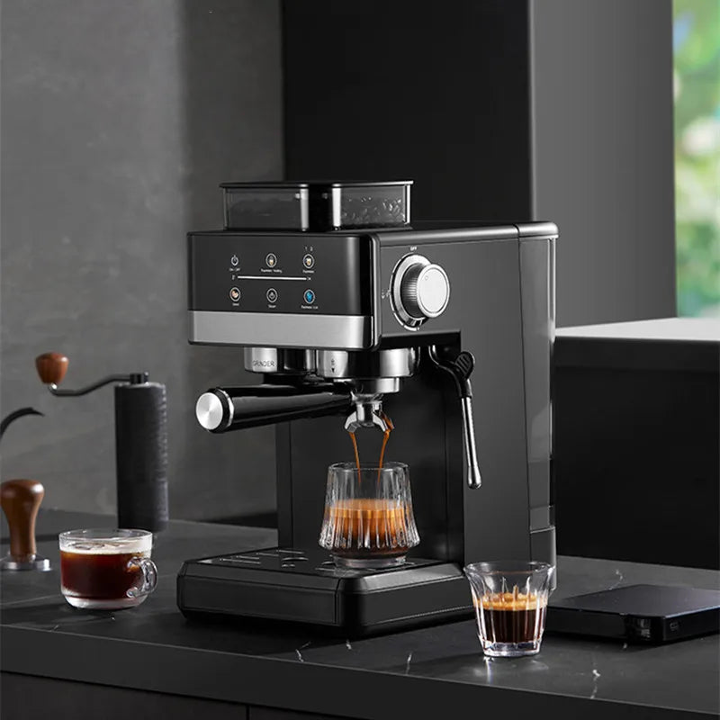 Electric coffee grinder+coffee machine integrated machine|Fully automatic freshly ground coffee beans|Fast grinding for breakfas