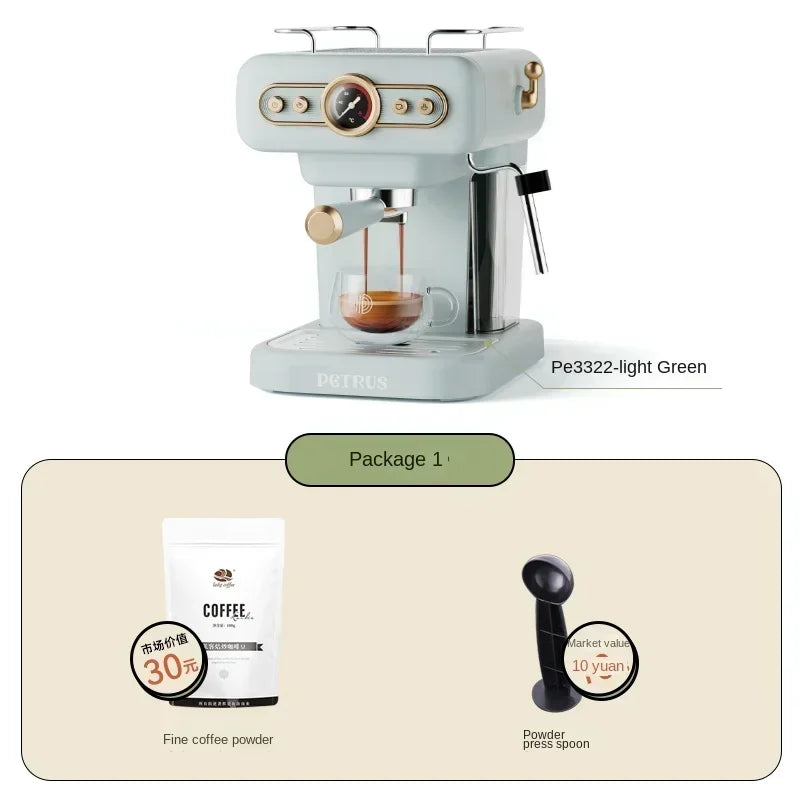 220V retro Italian coffee machine, household small fully semi-automatic concentrated American integrated milk foam machine AE