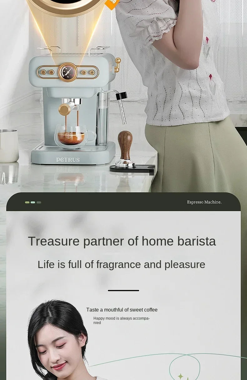 220V retro Italian coffee machine, household small fully semi-automatic concentrated American integrated milk foam machine AE