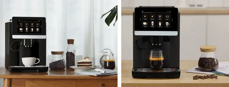One Touch Bean To Cup 7 Inch 9 Language Automatic Espresso Coffee Maker Cappuccino Latte Hot Water Milk Coffee Built in Grinder