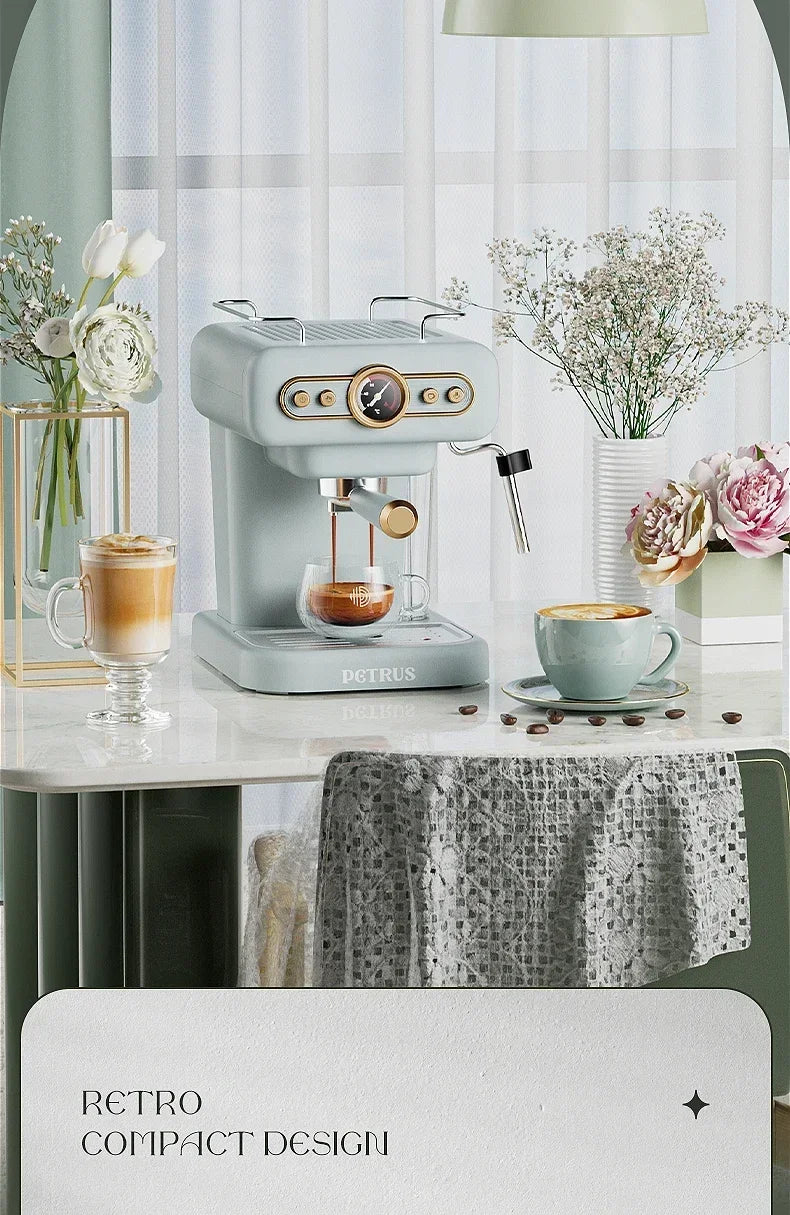 220V retro Italian coffee machine, household small fully semi-automatic concentrated American integrated milk foam machine AE