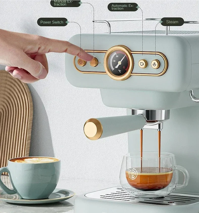 220V retro Italian coffee machine, household small fully semi-automatic concentrated American integrated milk foam machine AE