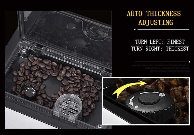 One Touch Bean To Cup 7 Inch 9 Language Automatic Espresso Coffee Maker Cappuccino Latte Hot Water Milk Coffee Built in Grinder