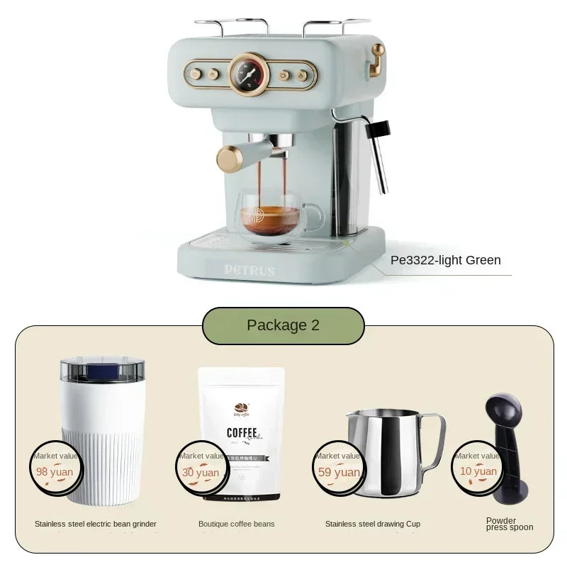 220V retro Italian coffee machine, household small fully semi-automatic concentrated American integrated milk foam machine AE