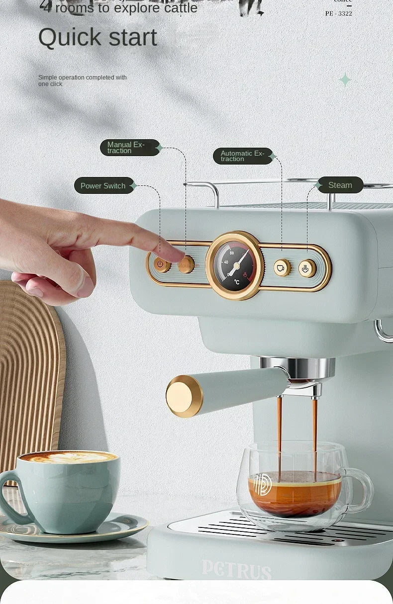 220V retro Italian coffee machine, household small fully semi-automatic concentrated American integrated milk foam machine AE