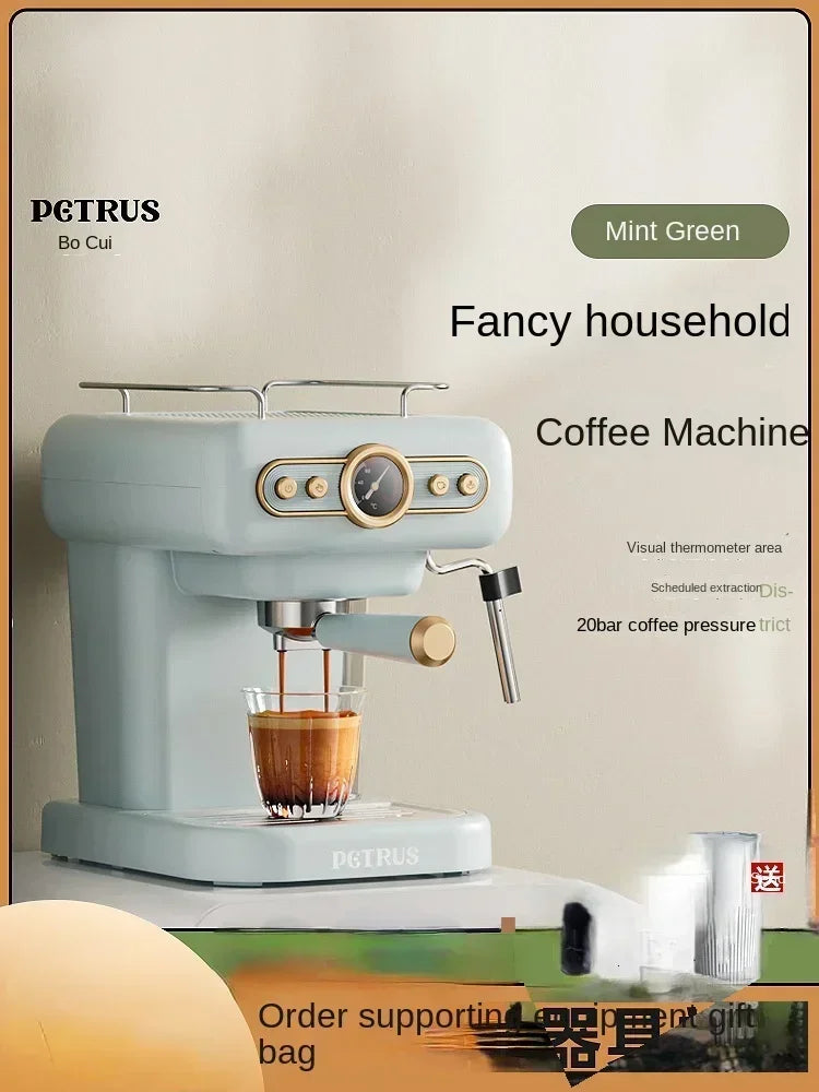 220V retro Italian coffee machine, household small fully semi-automatic concentrated American integrated milk foam machine AE