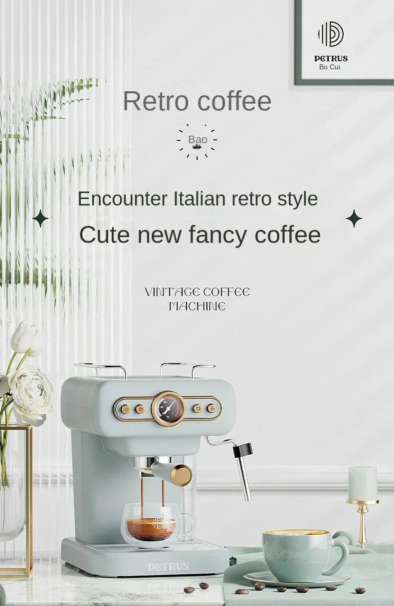 220V retro Italian coffee machine, household small fully semi-automatic concentrated American integrated milk foam machine AE