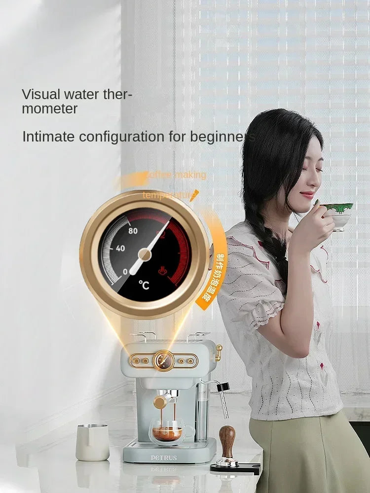 220V retro Italian coffee machine, household small fully semi-automatic concentrated American integrated milk foam machine AE