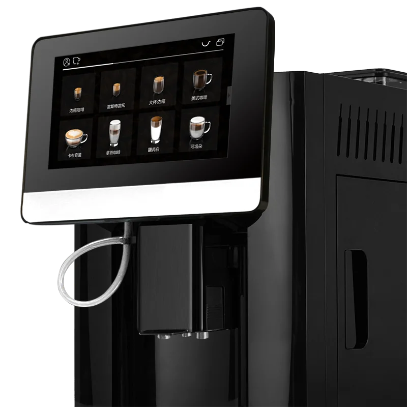 One Touch Bean To Cup 7 Inch 9 Language Automatic Espresso Coffee Maker Cappuccino Latte Hot Water Milk Coffee Built in Grinder