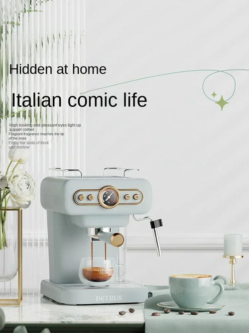 220V retro Italian coffee machine, household small fully semi-automatic concentrated American integrated milk foam machine AE