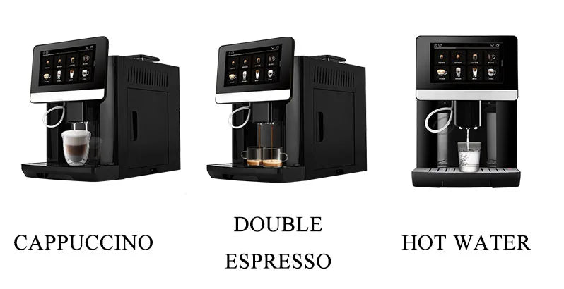 One Touch Bean To Cup 7 Inch 9 Language Automatic Espresso Coffee Maker Cappuccino Latte Hot Water Milk Coffee Built in Grinder