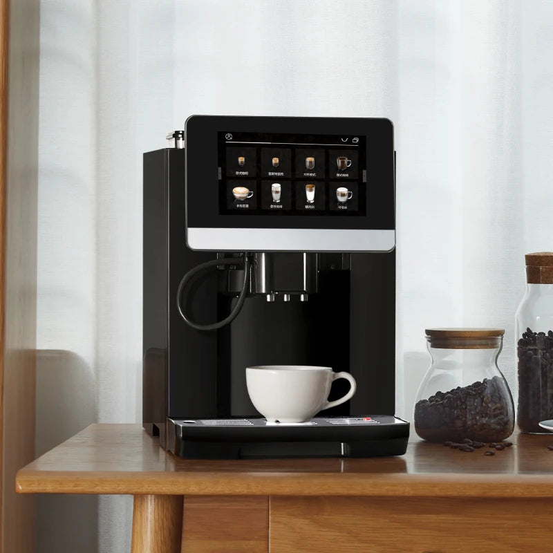One Touch Bean To Cup 7 Inch 9 Language Automatic Espresso Coffee Maker Cappuccino Latte Hot Water Milk Coffee Built in Grinder