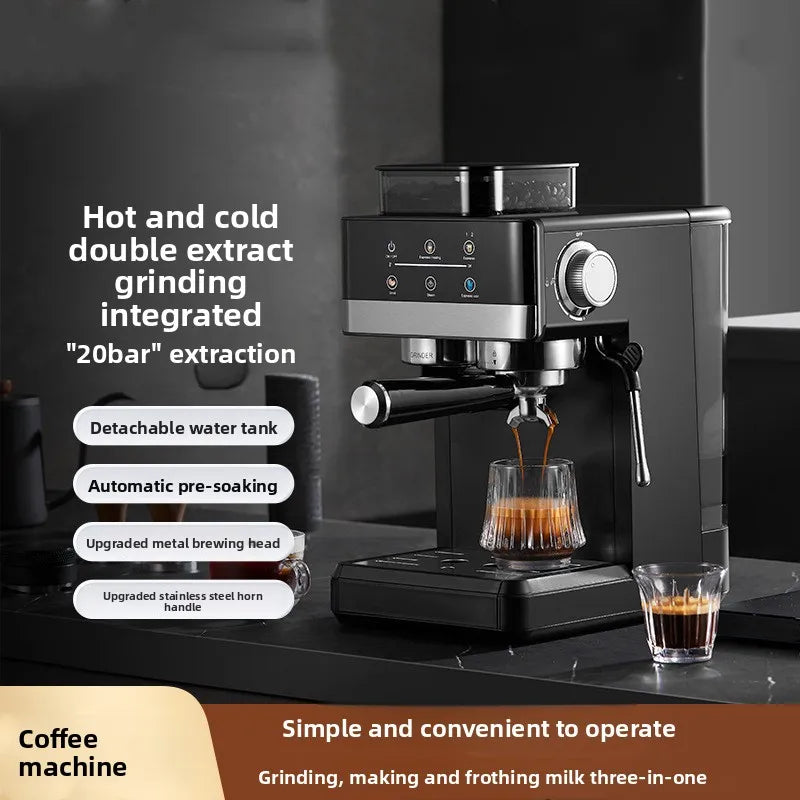 Electric coffee grinder+coffee machine integrated machine|Fully automatic freshly ground coffee beans|Fast grinding for breakfas
