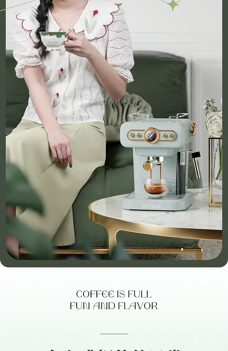 220V retro Italian coffee machine, household small fully semi-automatic concentrated American integrated milk foam machine AE