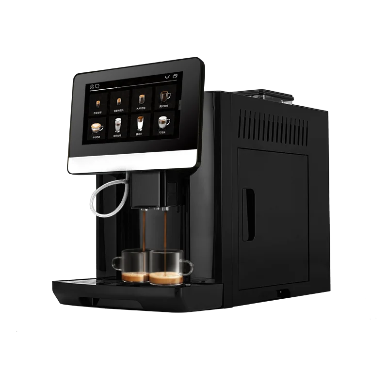 One Touch Bean To Cup 7 Inch 9 Language Automatic Espresso Coffee Maker Cappuccino Latte Hot Water Milk Coffee Built in Grinder